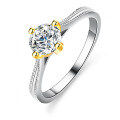 18K Gold Plated Silver Moissanite Ring Four-Prong Women's Live Stream Wholesale-0-2