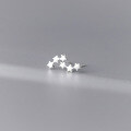 wholesale S925 Sterling Silver Three Stars Ear Studs Ins Style Designed Pentagram Ear Jewelry for Women M03159-0-3
