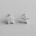 wholesale S925 Sterling Silver Korean Version Minimalist Mini Plum Blossom Zircon Ear Studs Earrings-0-0
