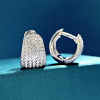 wholesale 925 Silver Neymar Same Style Full Diamond Pavé Stud Earrings, Minimalist Luxury Small Design High-End Feel-E224 White Diamond &gt;925 Silver