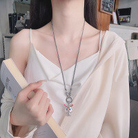 wholesale S990 Sterling Silver National Tide Style Retro Matte Craft Resin "Fu" Character Zodiac Year Small Rabbit DIY Pendant-159PW/single pendant about 11g