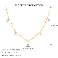 wholesale S925 Sterling Silver Star Necklace With Zircon, Women's Light Luxury Fashion Pendant-A4094-Gold 925 Silver