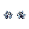 wholesale S925 Sterling Silver Retro Enamel Resin Colored Glaze Craft Lotus Flower Exquisite and Unique Ethnic Style Earrings-0-4