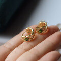 wholesale S925 Sterling Silver Plated 18k Gold Vintage Hong Kong Style Natural Diopside Ear Clips for Factory Wholesale Live Streaming Supply-0-3