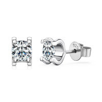 S925 Sterling Silver Square Stud Earrings with Moissanite-X style [Clearance Sale with Free Shipping] Moissanite