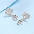 wholesale PT950 gold plated 925 sterling silver earrings for women with moissanite maple leaf drop earrings, factory wholesale in stock-0-2