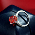 wholesale 925 Sterling Silver Full Setting, 4ct Padparadscha Red High Carbon Diamond Ring, 9*13-0-1