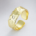 wholesale S925 Sterling Silver Irregular Metallic Texture Open Ring for Women,-0-3