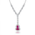 wholesale 925 Sterling Silver Gold-Plated Pink Synthetic Corundum Gourd Necklace Pendant for Women-0-5