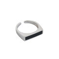 wholesale S925 Sterling Silver Korean-style Minimalist Versatile Black Geometric Resin Open Adjustable Ring for Women-0-4