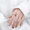 wholesale S925 Sterling Silver Cross-Border Novel Blue Moonstone Line Hollow-Out Niche Design Open-End Ring-0-2