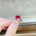 wholesale 925 Sterling Silver 3ct Pigeon Blood Red Square Ruby Women's Ring Direct from Manufacturer-0-1