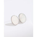 wholesale 925 Sterling Silver European and American Vintage Mother-of-Pearl Earrings for Women, Minimalist Small Design with High-End Elegance-0-0