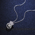 S925 Silver Pendant Moissanite Crown Jumping Heart Necklace for Women-0-1