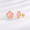 wholesale 925 Sterling Silver Inlaid Pink Crystal Japanese Style Pink Flower Stud Earrings Exquisite Sweet Earring Manufacturer Wholesale-0-2
