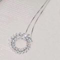 wholesale 925 Sterling Silver Lucky Floral Wreath Necklace for Women, Light Luxury Small Brand Design Full Diamond Collarbone Chain, New Trend-0-2
