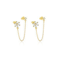 wholesale S925 Sterling Silver Butterfly Sweet Light Luxury Zircon Earrings For Women, Fashion Cross-border Star Moon Earrings-E5088-Gold/Pair 925 Silver