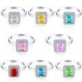 wholesale S925 Sterling Silver 2ct 6*8 Square Diamond Ring for Women, High-End Luxury Wedding Band with 5A Zirconia, Colored Gemstone, High-Carbon Diamond-0-4