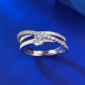 wholesale S925 silver three-circle wrap 10-point brushed stackable ring, fashionable and versatile elegant style-0-3