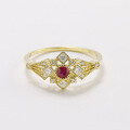 wholesale 18k Gold Artli Jewelry Fashion Trendy Niche Versatile Luxury Style Hollow-out Ruby Full-cut Diamond Ring-0-1