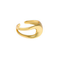 wholesale S925 sterling silver double-layered hollow-out matte antique Korean-style versatile ring for women, ins-18K Gold [No. 14/Adjustable] Opening adjustable