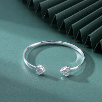 wholesale S990 Silver Chinese-style Women's Simple Open-ended Solid Cloud-patterned Bangle for Mom-Fashion Bracelet>S990 Silver