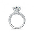 S925 Silver Moissanite Ring, 3-Carat Half-Band Open Adjustable High-End Women's Ring-0-3