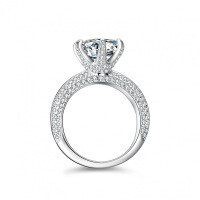 S925 Silver Moissanite Ring, 3-Carat Half-Band Open Adjustable High-End Women's Ring-3 carats (moissanite)  US No. 7