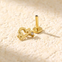 wholesale 925 Sterling Silver Piercing Studs Earrings Twelve Zodiac With Flat Back  For Women-Gold (Libra)  925 Silver (Price per piece)