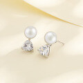wholesale S925 Sterling Silver Rhinestone Earrings with Designer-inspired Cultured Pearls, Euro-American Style Cross-Border Diamond-Encrusted Earrings for Wholesale-0-1