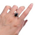 wholesale Metal: 925 Sterling Silver European and American style new 7*11 pear-shaped teardrop black zircon ring, vintage minimalist ring band-0-4