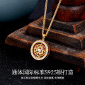 S925 Silver Shining Eight Treasures Compass Pendant Necklace-0-1