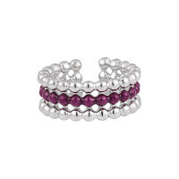 wholesale S925 Sterling Silver Multi-Layer Resin Bead Drop Ring for Women, Minimalist, Versatile, High-End, Unique and Niche European-American Style-Platinum purple glue > opening adjustable
