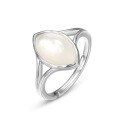 wholesale 925 Silver Electroplated White Gold Minimalist Geometric White Shell Ring for Women Wholesale, Japanese Retro Style-0-5