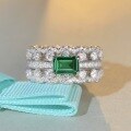 wholesale S925 Sterling Silver New Style Women's Emerald Cut Ring Cross-Border Europe and America Full Diamond High Carbon Diamond Ring-0-3