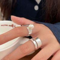 wholesale S925 Sterling Silver Pearl Ring for Women, Unique Niche Minimalist Style, Exaggerated Design, Heavy Workmanship, High-End Fashionable Statement Ring-Sterling Silver-Pearl