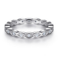 wholesale S925 Sterling Silver Cross-border Hot-selling Women's Korean and Japanese Fashion Index Finger Wedding Ring Pure Silver Single Row Ring Wholesale from Manufacturers-Rose Gold US Size 7#