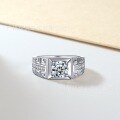 wholesale S925 Sterling Silver Plated 1 Moissanite Cross-Border Wish AliExpress Fashion Trend Men's Ring Personality Diamond Ring Domineering Trendy Men's-0-2