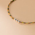 wholesale S925 Silver Korean-style Women's Simple Color Rope Light Bead Adjustable Geometric Elegant Bracelet S5192-0-3