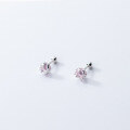 wholesale S925 Sterling Silver Deer Antler Gem Stud Earrings, Christmas Minimalist Small and Delicate Colorful Spiral Synthetic Glass Earrings G8775-0-3