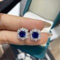 Metal Pendant Royal Blue Sapphire Necklace Set Wholesale-0-6