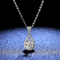 Sterling Silver Pendant with 1-Carat Moissanite, Pear-Shaped Women's Necklace-0-1