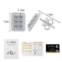 S925 Sterling Silver Moissanite Full Diamond Sparkling Square Sugar Earrings Wholesale-1.1-carat full-set moissanite  925 silver