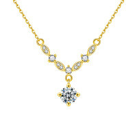 S925 Sterling Silver Moissanite Shining Galaxy Necklace-Sparkling Galaxy Necklace (Gold)  1-carat Moissanite