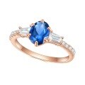 wholesale S925 sterling silver and rose gold ring inlaid with blue gemstone, a fashionable, classic, and elegant light luxury colored gemstone ring-0-4