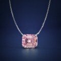 wholesale 925 Silver ShiPei Jewelry New Pink Rectangular Pyramid Shape 14*16 High Carbon Diamond NecklaceIns Style-0-5