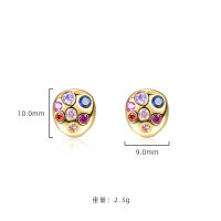 wholesale 925 Sterling Silver With Colored Zirconia, Women's Unique Design Necklace And Earrings Set, In Stock-E2514-Gold 925 Silver