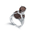 wholesale S925 Silver Original Adjustable Red Agate Ring with Crab Design, Niche Style, Natural Gemstone-0-6