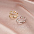 wholesale 925 Sterling Silver Three-Layer Interwoven Line Index Finger Ring for Women, Small and Unique Design Minimalist Plain Band Tail Ring-0-1