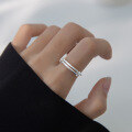wholesale 999 Silver Minimalist Smooth Adjustable Open Ring for Women R00710-0-1